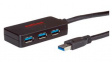 12.04.1097 USB Hub with Repeater, USB 3.2, USB A Plug, Black