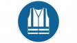 RND 605-00164 High Visibility Vest Sign, Mandatory Action, Round, White on Blue, Plastic, 1pcs