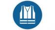 RND 605-00164 High Visibility Vest Sign, Mandatory Action, Round, White on Blue, Plastic, 1pcs