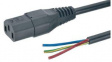 RND 465-00960 Mains Cable IEC 60320 C13 - Open End Connector 2.5m Black