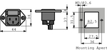 4301.0501, Plug C14 Faston 4.8 x 0.8 mm 10 A/250 VAC Black Screw Mounting L + N + PE, Schurter
