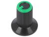 GTC6M-18X19-355C Ручка; с юбкой; пластмасса; Oоси: 6мм; O10x19мм; черный; зеленый