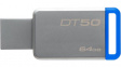 DT50/64GB USB-Stick DataTraveler 50 64 GB grey / blue