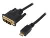 CH0015, Кабель; вилка DVI-D (18+1), вилка mini HDMI; 5м; черный, LOGILINK