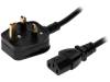 SN23-3/07/1.8BK Кабель; BS 1363 (G) вилка, IEC C13 "мама"; 1,8м; черный; ПВХ; 3А