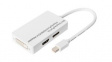 AK-340509-002-W Adapter, Mini DisplayPort Plug - DisplayPort Socket/HDMI Socket/DVI-D 24+1-Pin Socket