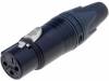 NC3FXX-B-D, Вилка; XLR; "мама"; PIN:3; прямой; на провод; пайка; 3,5?8мм; 16А, Neutrik
