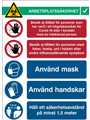 RND 605-00205, COVID-19 Reception, Safety Sign, Swedish, 262x371mm, 1pcs, Brady