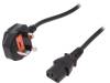 AK-440107-018-S Кабель; IEC C13 "мама", BS 1363 (G) вилка 90°; 1,8м; черный; 10А