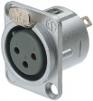 NC3FD-L-1-HE XLR Panel-mount female receptacle, 3 Poles DL Soldering Connection Nickel - Plat