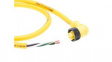 1300060422 Mini-Change A-Size Single-Ended Cordset 3 Poles Female (90°) to Pigtail 16 AWG Yellow PVC Cable 0.91m (3.0') Length