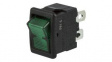 LRA22H2BBGEN Illuminated Rocker Switch, 1NO, ON-OFF, Black / Green