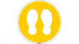 306918 Stand Here, Floor Sign, Round, White on Yellow, Polyester, Mandatory Action, 1pc
