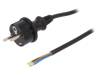 W-98372, Кабель; SCHUKO вилка,вилка CEE 7/7 (E/F),провода; 2м; черный, PLASTROL