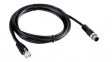 TI-TCD02 Industrial Ethernet Cable, 2m, M12 to RJ45