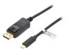 UA0336 Адаптер; вилка DisplayPort,вилка USB C; 3м; Цвет: черный