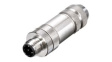 1892120000 M12 Straight Plug Sensor Connector, 4 Poles, D-Coded, Screw