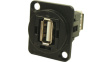 CP30208NMB Соединитель; гнездо USB A, с обеих сторон; FT; V: USB 2.0; металл