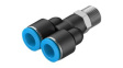 QSY-3/8-12 Push-In Y-Fitting, 60.6mm, Compressed Air, QS
