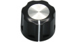 RND 210-00287 Plastic Round Knob with Aluminium Cap, black / aluminium, T18 Knural