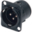 NC3MD-V-BAG XLR Panel-mount male receptacle 3 D Vertical / PCB Mounting