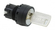 YW1K-33D Keylock Switch Actuator, 3 Positions, Plastic, Black / Metallic, Spring Return Two-Way