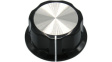 RND 210-00282 Plastic Round Knob with Aluminium Cap, black / aluminium, T18 Knural