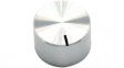 RND 210-00343 Aluminium Knob, silver, 6.4 mm shaft