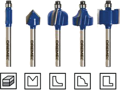 Dremel TR675, Routing Bit Set, 4.8 mm, 4.8, 6.3, 12.7 mm, Dremel