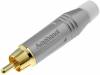 ACPR-SWH, Вилка; RCA; "папа"; прямой; пайка; серый; позолота; на провод; 3?7мм, Amphenol