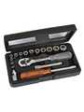 AV07031 Ratchet Metric Socket Set, 16 Pieces, 1/4^