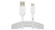 CAB002BT0MWH Braided Cable USB-A Plug - USB-C Plug 150mm White
