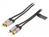 77397, Кабель; вилка RCA x2,с обеих сторон; 5м; Покрытие: позолота, Goobay
