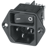 DC11.0001.003, Plug C14 Faston 4.8 x 0.8 mm 10 A/250 VAC Black Screw Mounting L + N + PE, Schurter