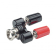 R191 453 000 Straight Adapter, BNC Plug - 2x 4 mm Banana Socket, 50Ohm