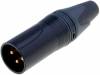 NC3MXX-B-D, Вилка; XLR; "папа"; PIN:3; прямой; на провод; пайка; 3,5?8мм; 16А, Neutrik