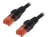 DK-1612-010/BL Patch cord; U/UTP; 6; многопров; CCA; ПВХ; черный; 1м
