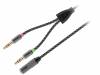 CABSTONE-M04-005, Кабель; Jack 3,5 мм 4pin гнездо, вилка Jack 3,5мм 3pin x2; 0,5м, Cabstone