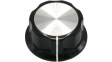 RND 210-00281 Plastic Round Knob with Aluminium Cap, black / aluminium, 6.4 mm