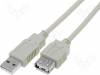 BQC-USB2AAF/2 Кабель; USB 2.0; гнездо USB A, вилка USB A; 3м; светло-серый