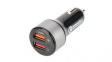 84103 Quick Charge 3.0 Car Charger, 2x USB-A, Black / Grey