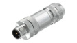 1892120001 M12 Straight Plug Sensor Connector, 4 Poles, D-Coded, Tension Clamp