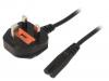 C7G18, Кабель; BS 1363 (G) вилка,IEC C7 "мама"; 1,8м; черный; ПВХ; 2,5А, SUNNY