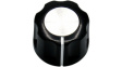 RND 210-00286 Plastic Round Knob with Aluminium Cap, black / aluminium, 6.4 mm