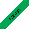 TZE-731 Этикеточная лента 12 mm черный на зеленом