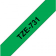 TZE-731 Label Tape 12 mm Black on Green 8 m