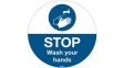 306903 Wash Your Hands, Floor Sign, English, White on Blue, Polyester, Mandatory Action