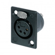 NC4FP-B-1 XLR Panel-mount female receptacle 4 Poles P Soldering Connection Black