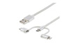 LTCUB1MGR Charging Cable USB-A Plug - Apple Lightning/USB-C Plug/USB Micro-B Plug 1m USB 2.0 Silver