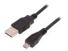50498 Кабель; USB 2.0; вилка USB A, вилка micro USB B; 500мм; черный